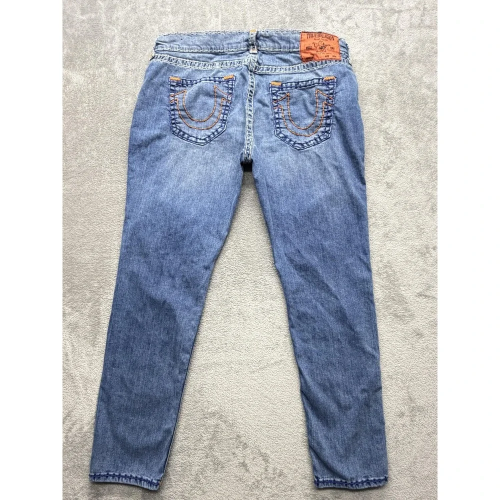 True Religion Jeans Mens Measured 39x31 Blue‎ Light Wash Rocco Relaxed Skinny